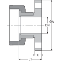 Přírubové napojení PP-H "ANSI" (ASME B16.5 Class 150), matice a hrdlo
