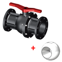 PPGF kulový ventil, 2-cestný, PVDF koule, DIN/ANSI přírubový kompaktní