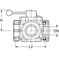 PPGF kulový ventil, 5-cestný horizontální, s maticemi a o-kroužky, bez vložných dílů