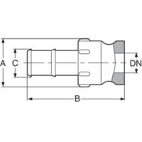 PPGF hosetail adaptor, E typ