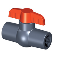 PVC-U kulový ventil, 2-cestný, kompaktní, BSP závitové vložné díly