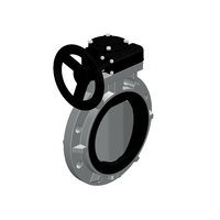 Butterfly valve, PVC-C body, PVC-C butterfly, ANSI* wafer type, with handwheel and reduction gearbox