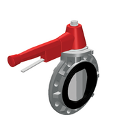 Butterfly valve, PVC-C body, PVC-C butterfly, ANSI* wafer type, with lever handle