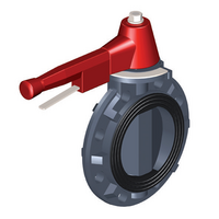 Butterfly valve, PVC-U body, PVC-U butterfly, ANSI* wafer type, with lever handle