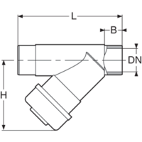 Y strainer in transparent PVC-U, mesh size 0.5 mm, PVC-U spigot outlets