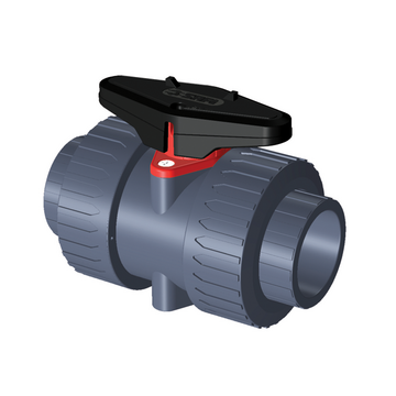 PVC-U kulový ventil, 2-cestný, se šroubením, PVC-U BSP závitové vložné díly