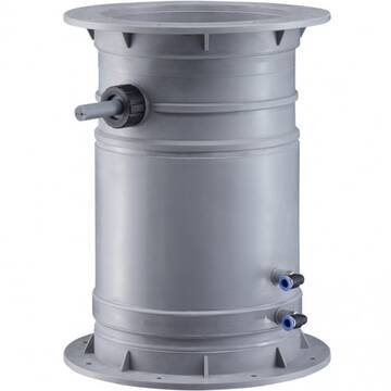 Sealed capacity volume flow controller, tightly shut flange connection