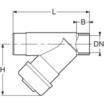 Y strainer in transparent PVC-U, mesh size 0.5 mm, PVC-U spigot outlets