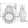 Uzavírací klapka, PP-H tělo, PP-H disk, DIN* , s kolečkem a převodovkou