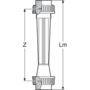 Rotametr typ M335, trubice z PA s stupnicí pro H2O, EPDM sealing, se šroubením, PVC-U pro lepení