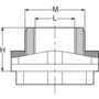 Konektor nádrže PP-H, vnější závit - vnitřní závit, s těsněním a maticí