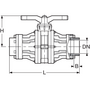 PPGF kulový ventil, 2-cestný, sendvičová konstrukce, BSP závitové vložné díly