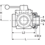 PPGF kulový ventil, 3-cestný horizontální, s šroubeními, BSP závitové PPGF vložné díly