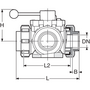 PPGF kulový ventil, 5-cestný horizontální, s šroubeními, BSP závitové PPGF vložné díly