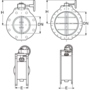 Ventilation damper, PP-H tělo, PP-H disk, ANSI* příruby, s kolečkem a převodovkou