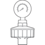Diaphragm pressure gauge guard, PVDF connection, with standard manometer 0 - 6 bar