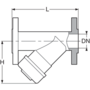 Y strainer in PP-H, mesh size 0.5 mm, with DIN* flanges