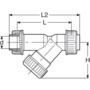 Y strainer in PP-H, mesh size 0.5 mm, double union, PP-H metric sockets
