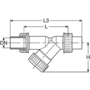 Y strainer in PP-H, mesh size 0.5 mm, double union, PP-H metric spigots