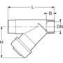 Y strainer in PVC-U, mesh size 0.5 mm, PVC-U spigot outlets